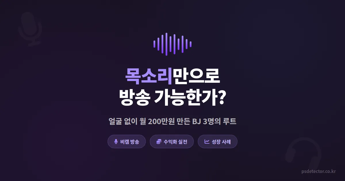 방송 목소리만으로 가능한가? 얼굴 없이 월 200만원 만든 BJ 3명의 실전 루트