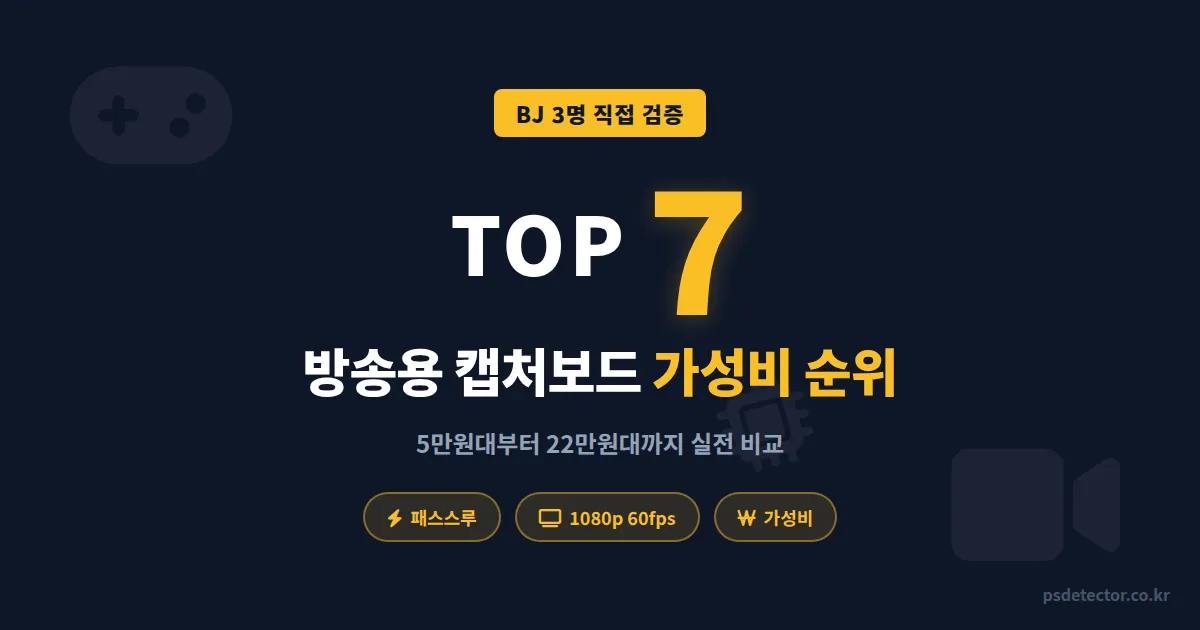 방송용 캡처보드 가성비 순위 7선, BJ 3명이 2주간 직접 써보고 정리한 실전 결과