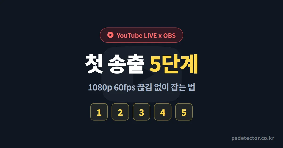 유튜브 라이브 OBS 설정 방법, 첫 송출에서 1080p 60fps 뽑는 5단계 실전 가이드