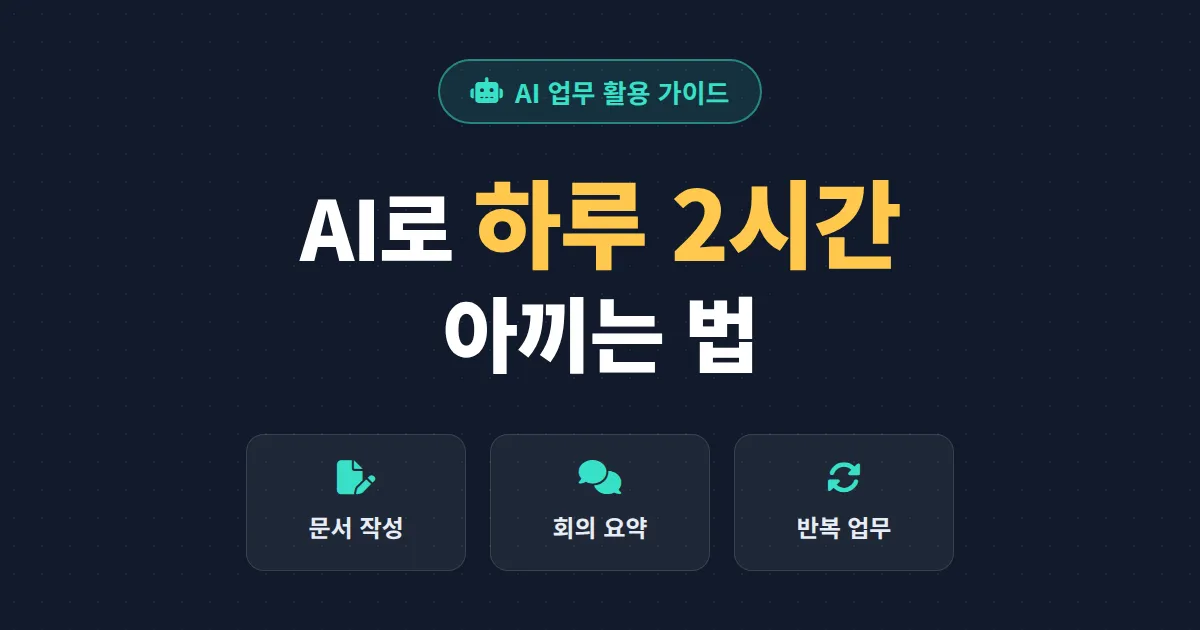 AI로 업무 효율 높이기 - 하루 2시간 아껴주는 실전 활용법과 무료 도구 총정리