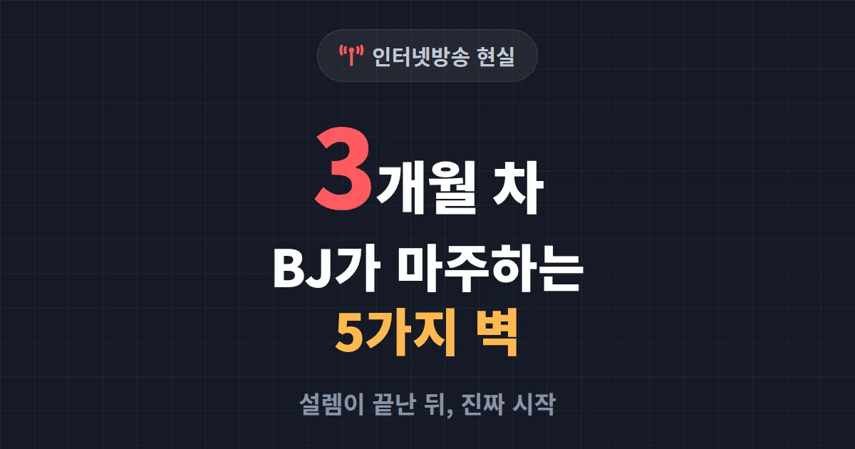 BJ 3개월 차가 겪는 현실 - 첫 설렘이 끝나고 마주하는 5가지 벽