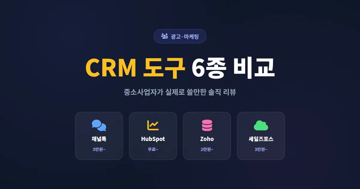 CRM 도구 비교 추천 - 중소사업자가 실제로 쓸만한 6종 솔직 리뷰