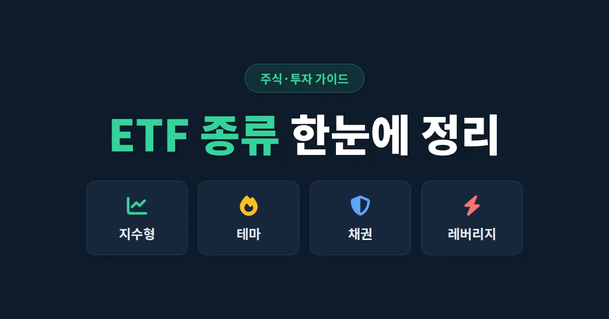 ETF 종류 정리 - 지수형부터 레버리지까지 유형별 특징과 선택 기준 총정리