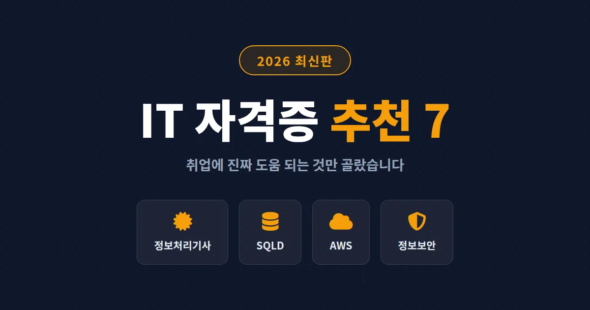 IT 자격증 추천 2026 - 취업과 이직에 진짜 도움 되는 자격증 7가지 총정리