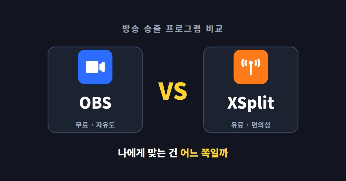 OBS vs XSplit 비교 - 2026년 방송 송출 프로그램 어떤 걸 선택할까