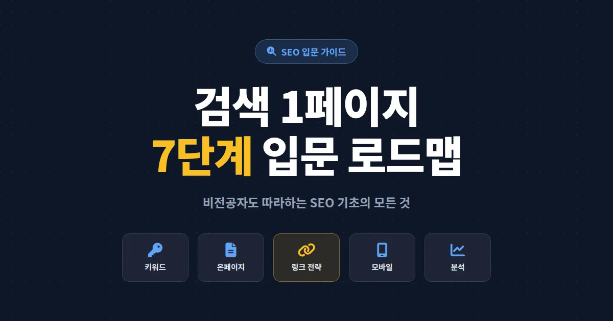 SEO 기초 검색엔진 최적화 입문 - 비전공자도 따라하는 7단계 실전 가이드