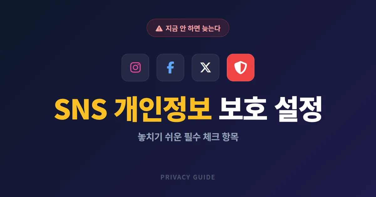 SNS 개인정보 보호 설정 필수 체크리스트 - 인스타 페북 X 플랫폼별 정리