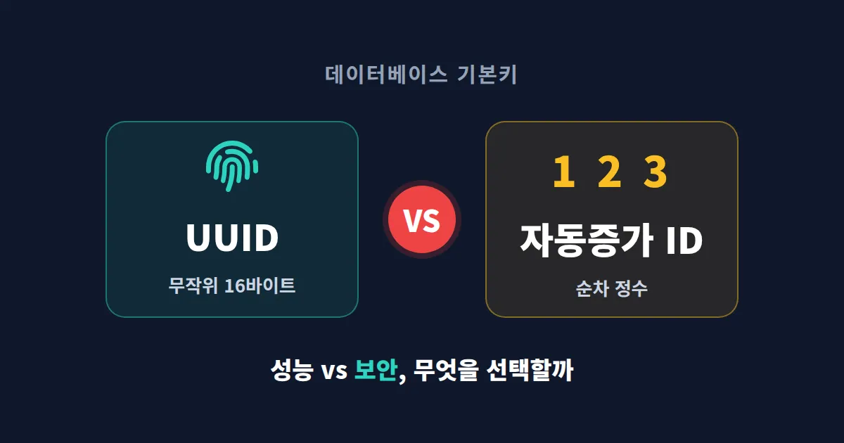UUID vs 자동증가 ID 비교 - 성능, 보안, 확장성으로 본 기본키 선택 가이드