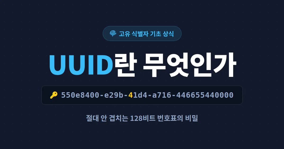 UUID란 무엇인가 - 개념부터 버전별 차이, 충돌 확률, 실무 활용까지 한번에 정리