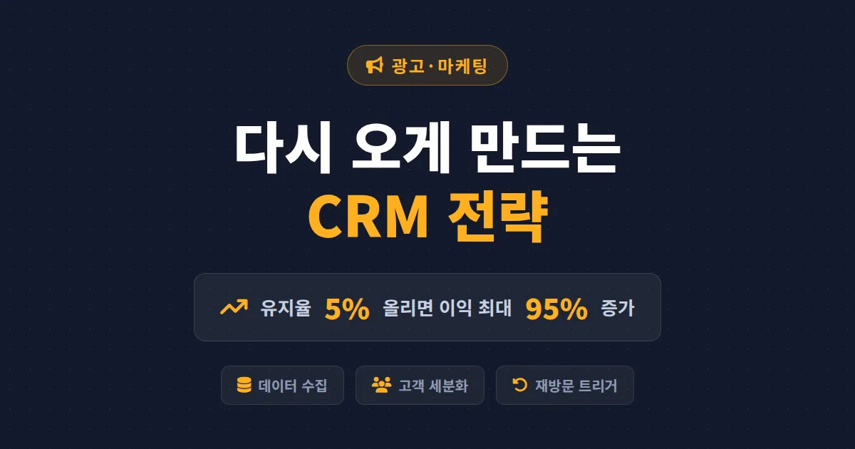 고객 재방문율 높이는 CRM 전략 - 단골을 만드는 실전 리텐션 마케팅 가이드