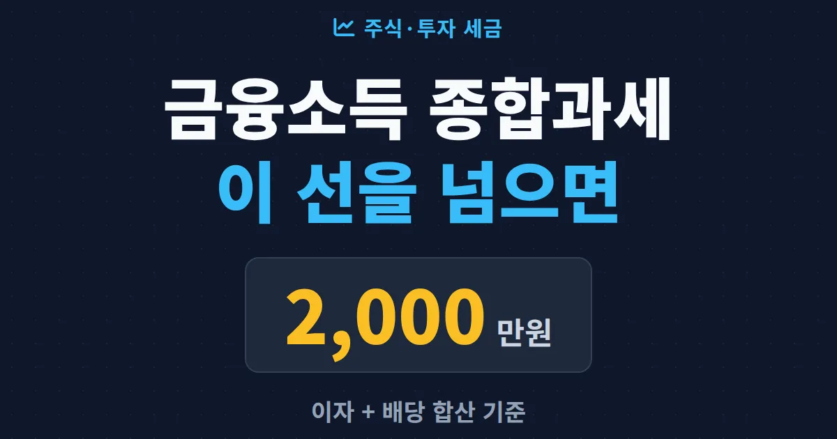 금융소득 종합과세 기준 완벽 정리 - 연 2천만원 넘으면 세금이 달라집니다
