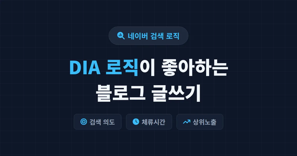 네이버 블로그 DIA 로직 완벽 분석 - 상위노출 잡는 글쓰기 핵심 정리