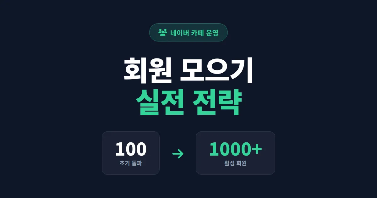 네이버 카페 회원 모으기 실전 가이드 - 1000명까지 빠르게 늘리는 방법