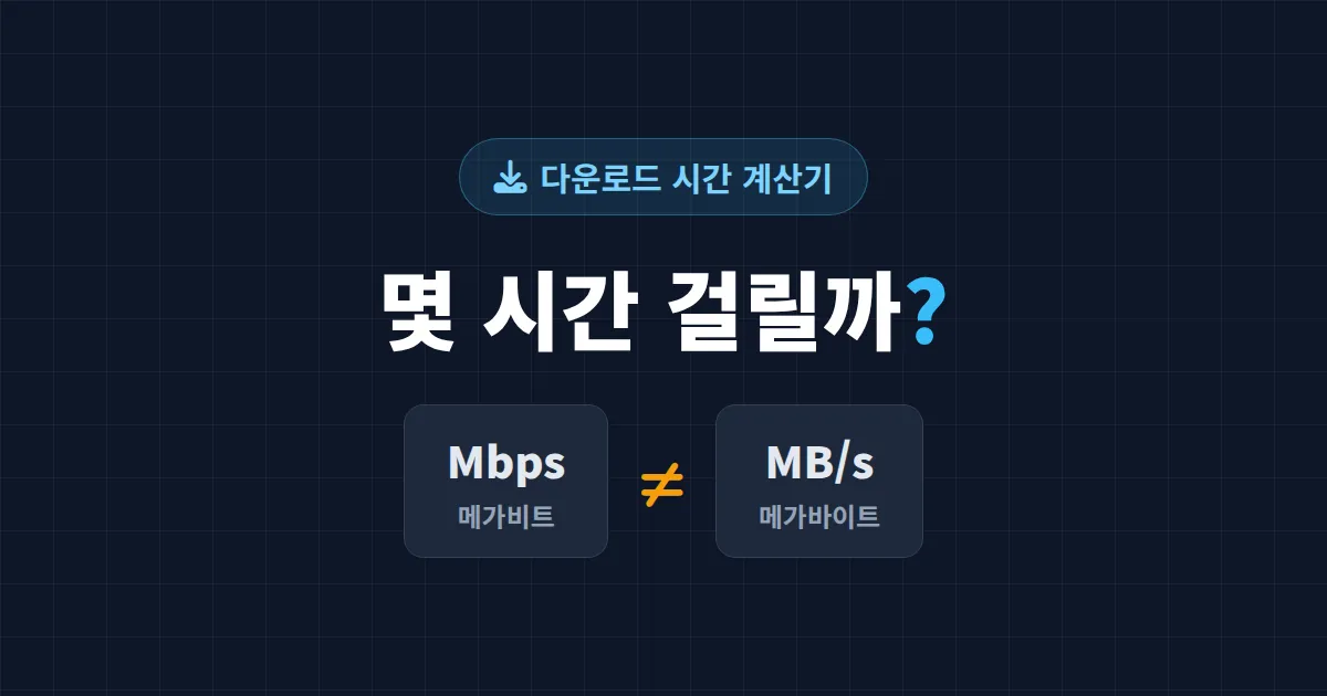 다운로드 시간 계산기 사용법 - 파일 용량과 인터넷 속도로 소요 시간 정확히 구하기