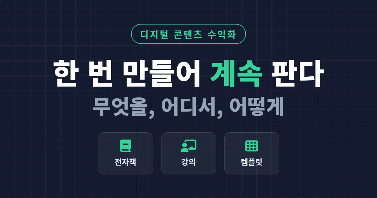 디지털 콘텐츠 판매 방법 완벽 정리 - 전자책부터 온라인 강의까지 수익화 전략