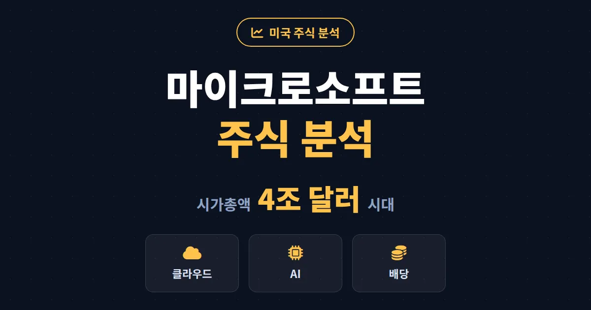 마이크로소프트 주식 분석 2026 - AI 시대 최대 수혜주 MSFT, 지금 사도 될까