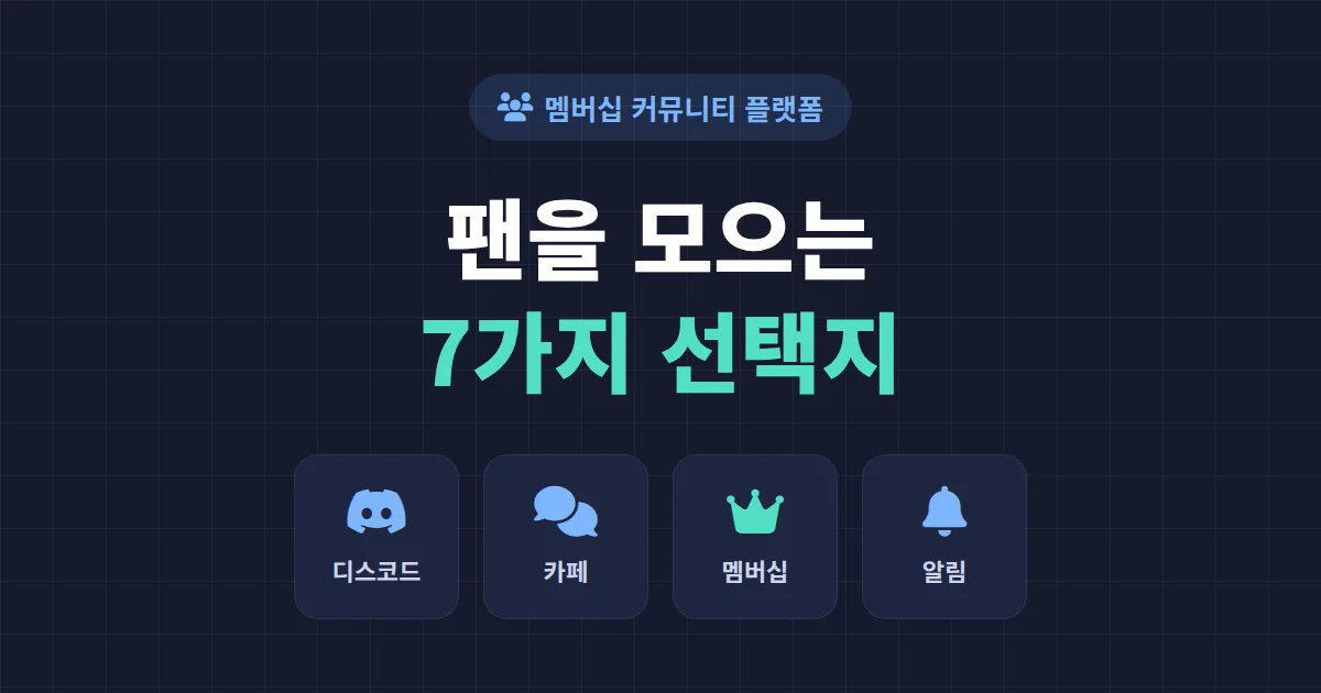 멤버십 커뮤니티 플랫폼 완벽 비교 - 크리에이터가 팬을 모으는 7가지 선택지