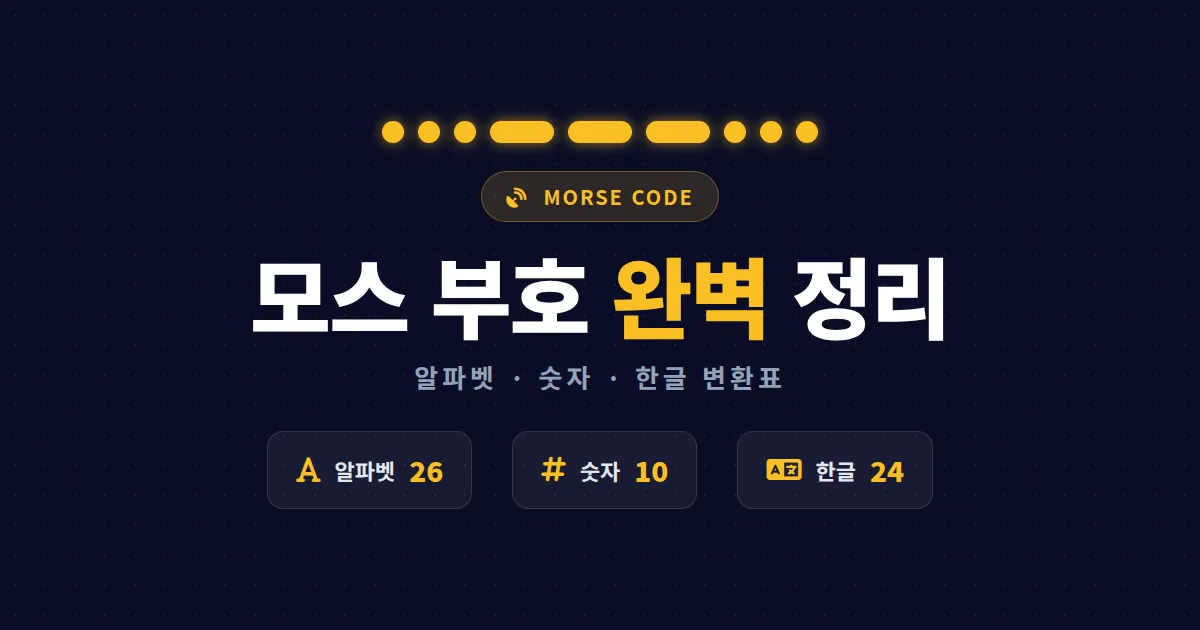 모스 부호 표 정리 - 알파벳 숫자 한글 완벽 변환 가이드