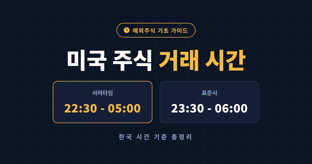 미국 주식 거래 시간 완벽 정리 - 한국 시간 기준 정규장, 프리마켓, 서머타임까지 한눈에