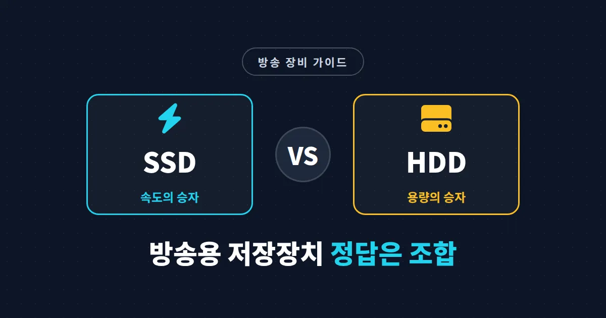 방송 SSD vs HDD 추천 - 녹화, 송출, 보관 용도별 저장장치 선택 완벽 가이드