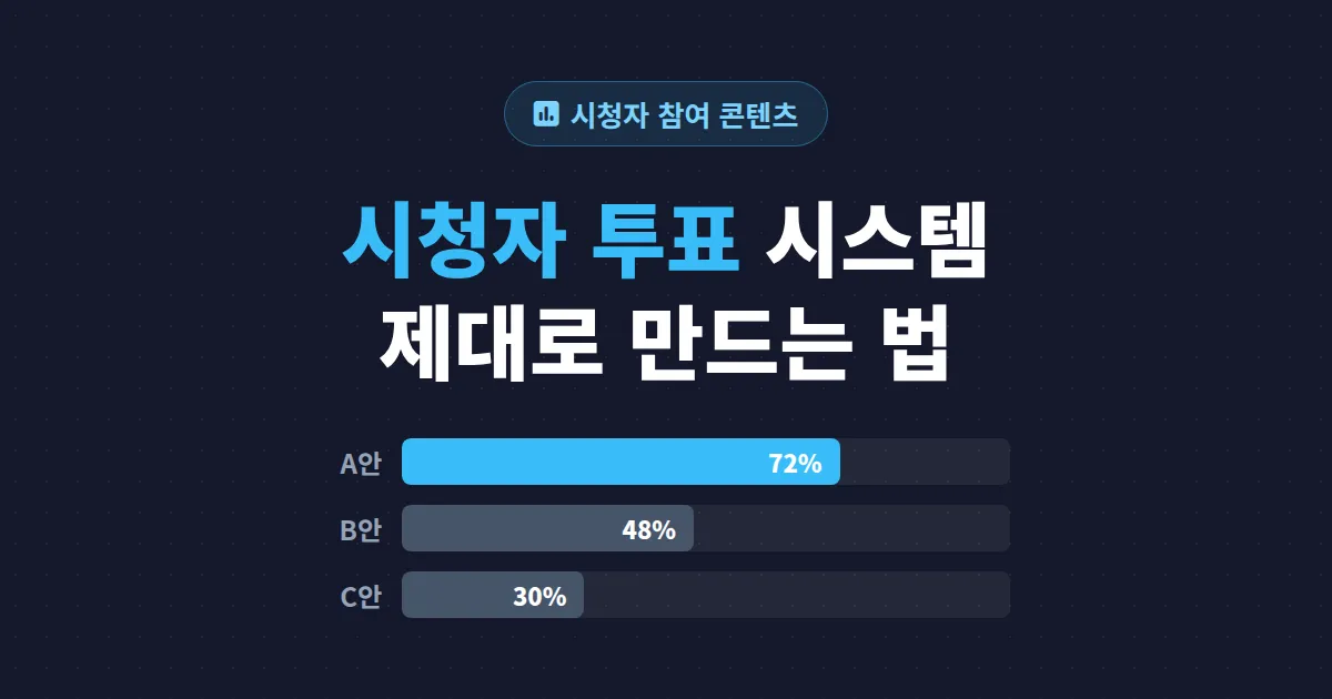 방송 시청자 투표 시스템 구축 가이드 - 실시간 참여형 콘텐츠로 시청자 잡는 법