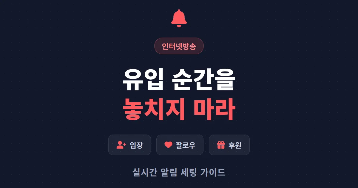 방송 실시간 유입 알림 제대로 활용하는 법 - 유입 순간을 놓치지 않는 세팅 가이드