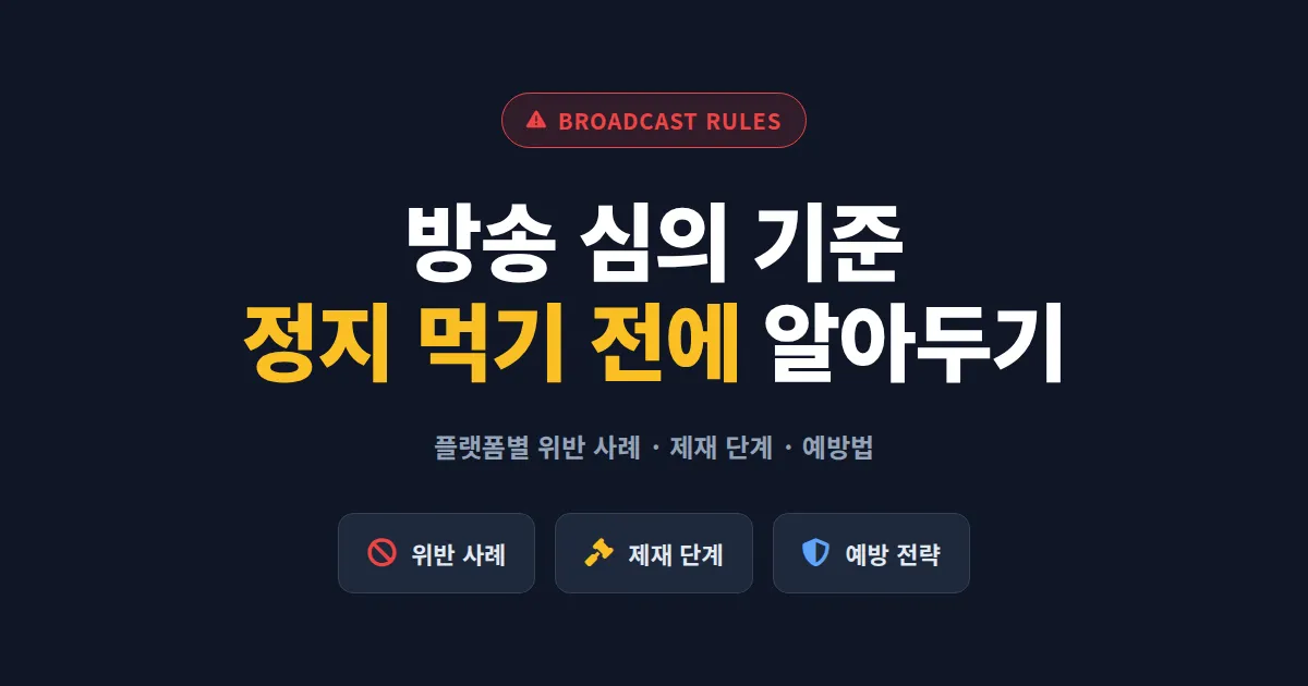 방송 심의 기준 이해, 플랫폼별 정지 사유와 예방법 완벽 정리
