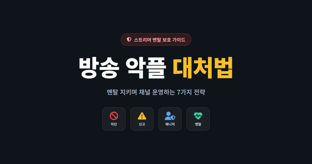 방송 악플 대처법 완벽 가이드 - 멘탈 지키며 채널 운영하는 7가지 전략