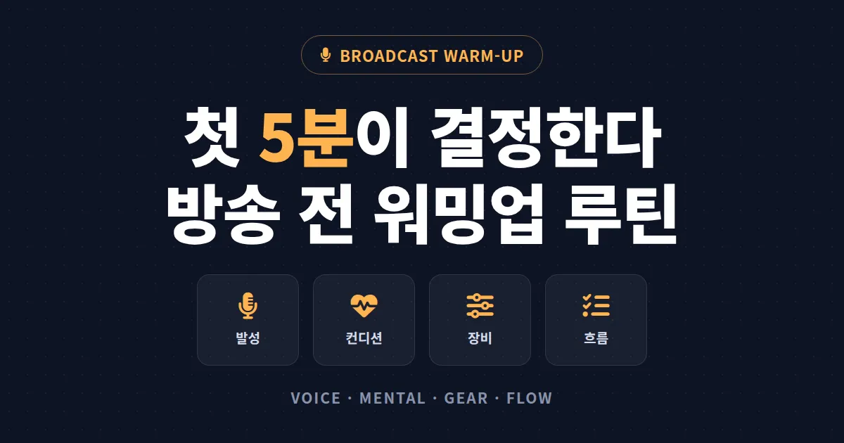 방송 전 워밍업 루틴 완벽 가이드 - 목소리부터 컨디션, 장비 점검까지 5단계 준비법