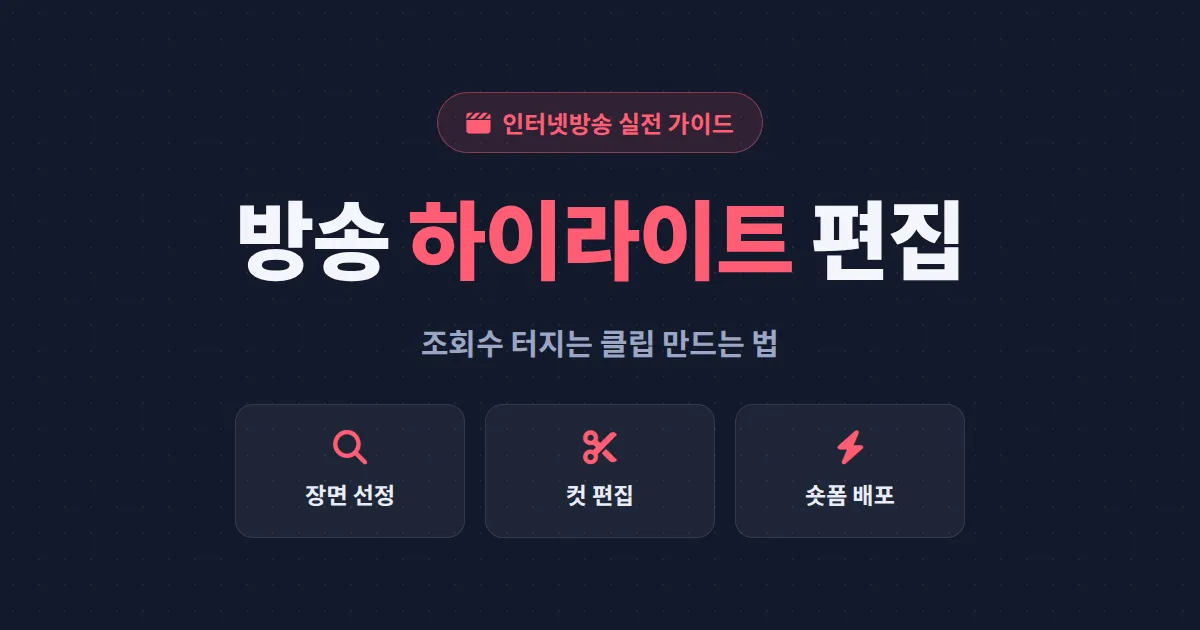 방송 하이라이트 편집 완벽 가이드 - 조회수 터지는 클립 만드는 장면 선정과 편집 순서