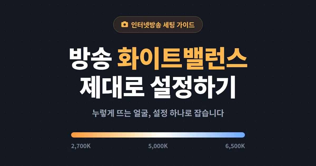 방송 화이트밸런스 설정 가이드 - 웹캠 얼굴이 누렇거나 파랗게 나올 때 잡는 방법