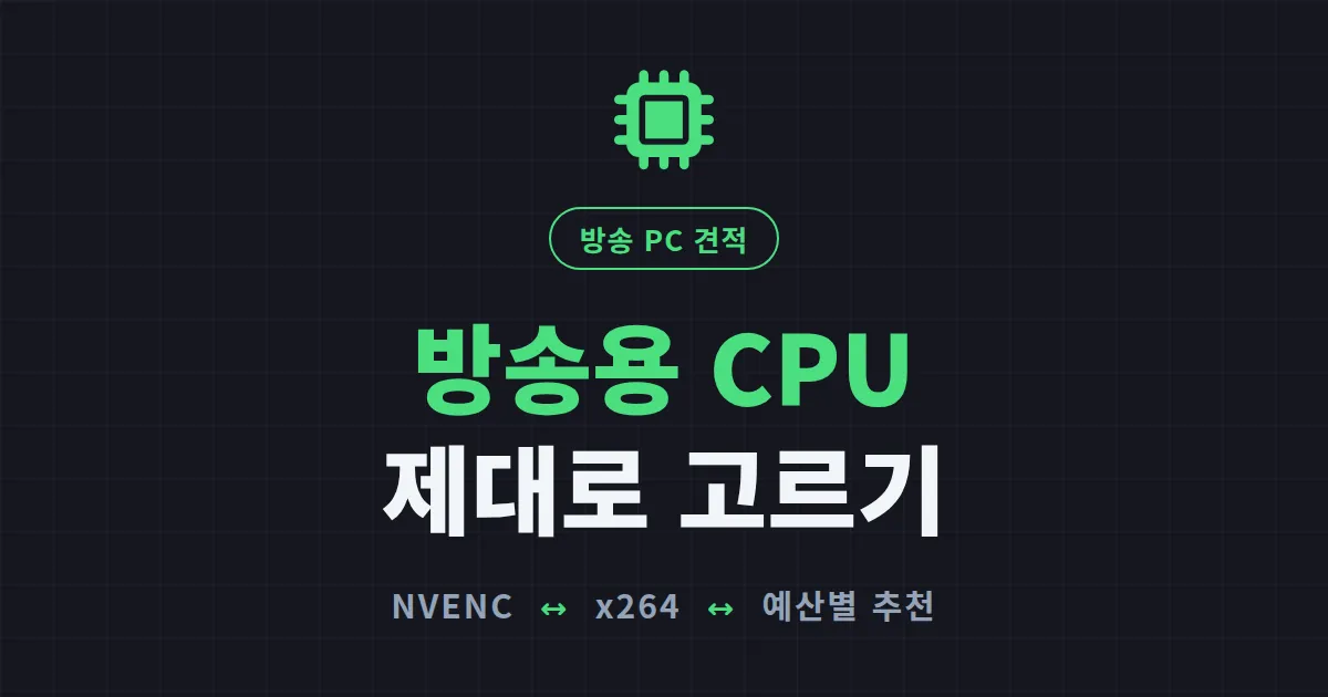 방송용 CPU 추천 - 인코딩 방식부터 예산별 베스트 정리