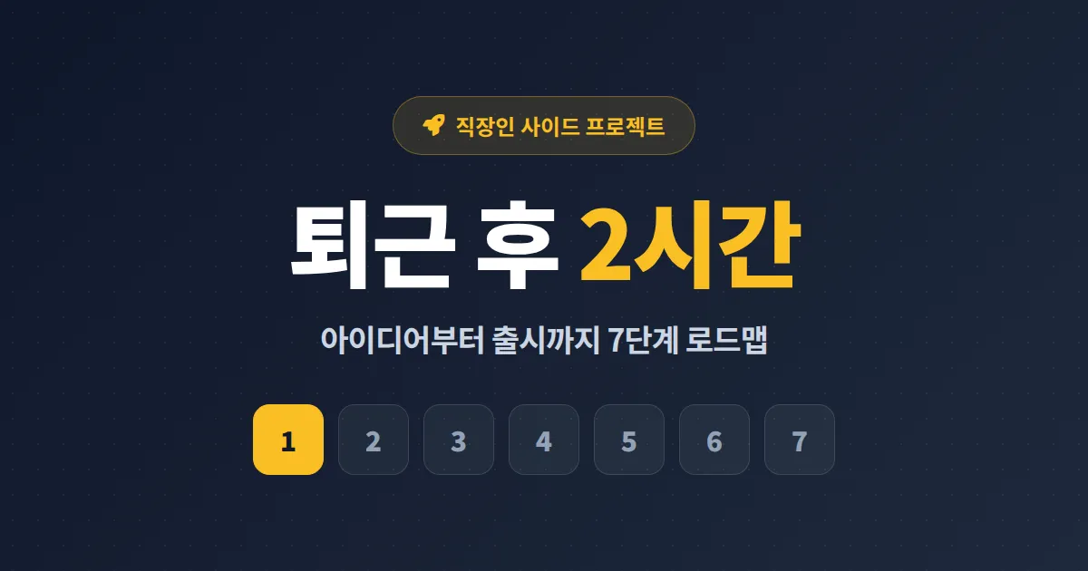 사이드 프로젝트 시작하기 완벽 가이드 - 직장인이 퇴근 후 만드는 7단계 로드맵