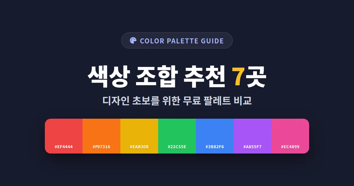 색상 조합 추천 사이트 7곳 완벽 비교 - 디자인 초보를 위한 무료 컬러 팔레트 가이드