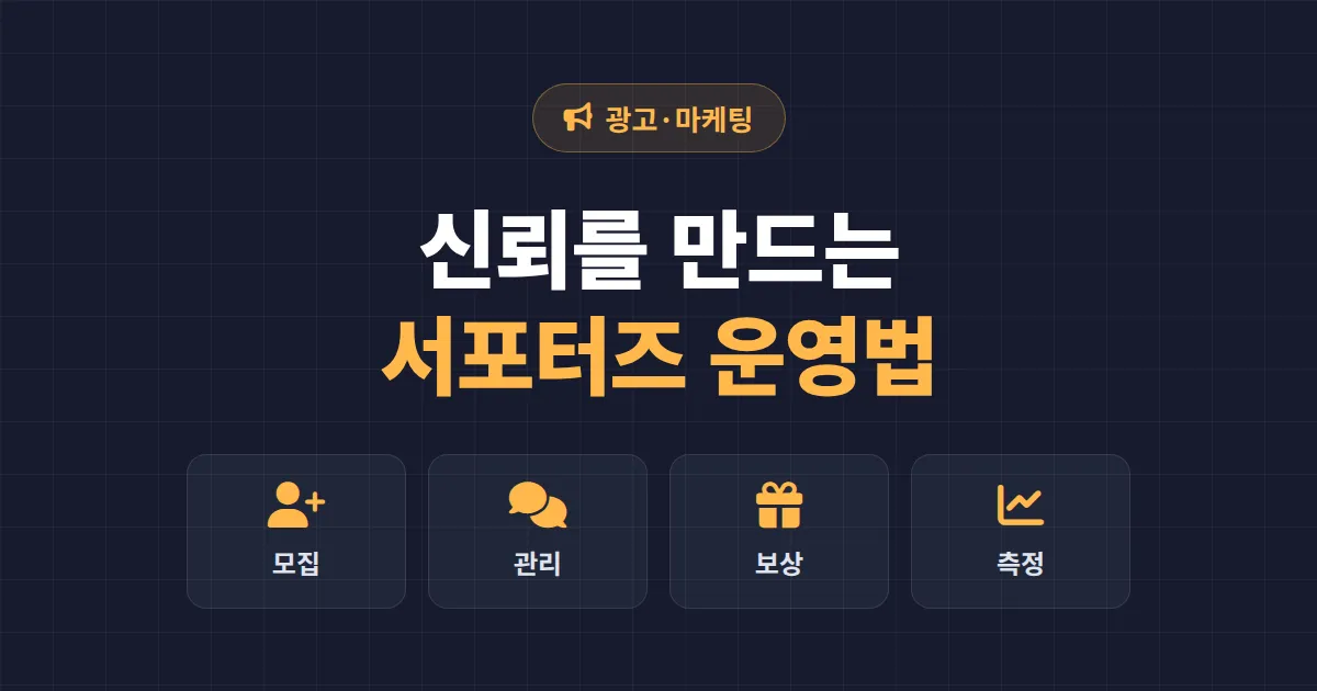 서포터즈 프로그램 운영 완벽 가이드 - 모집부터 보상 설계까지 단계별 정리