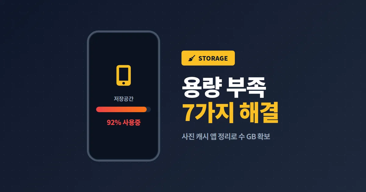 스마트폰 저장공간 확보 방법 7가지 - 사진 캐시 앱 정리로 용량 늘리는 실전 가이드