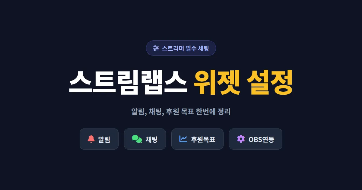 스트림랩스 위젯 설정 완벽 가이드 - 알림, 채팅, 후원 위젯 한번에 정리