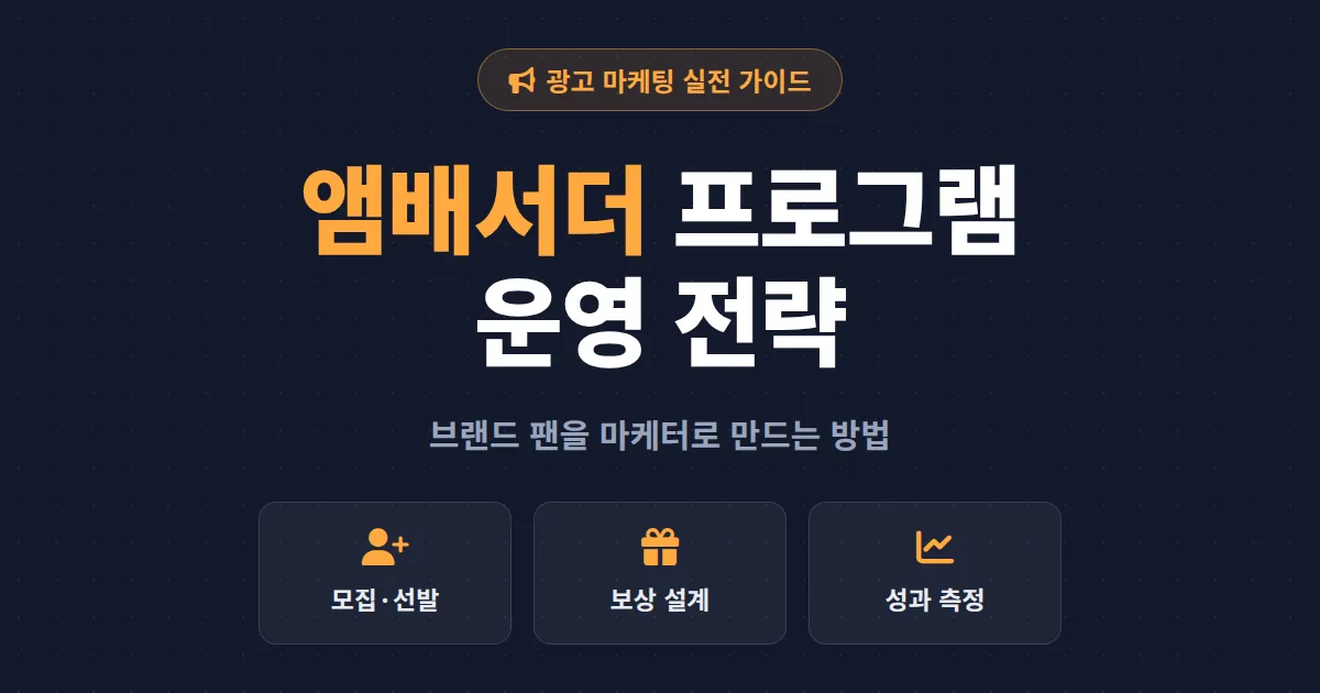 앰배서더 프로그램 운영 완벽 가이드 - 모집부터 보상 설계, 성과 측정까지 실전 정리