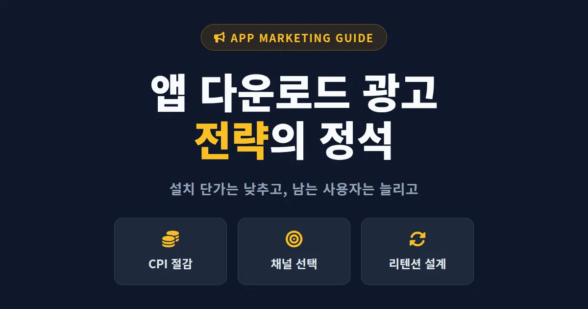 앱 다운로드 광고 전략 완벽 가이드 - 설치 단가 낮추고 진짜 사용자 모으는 법