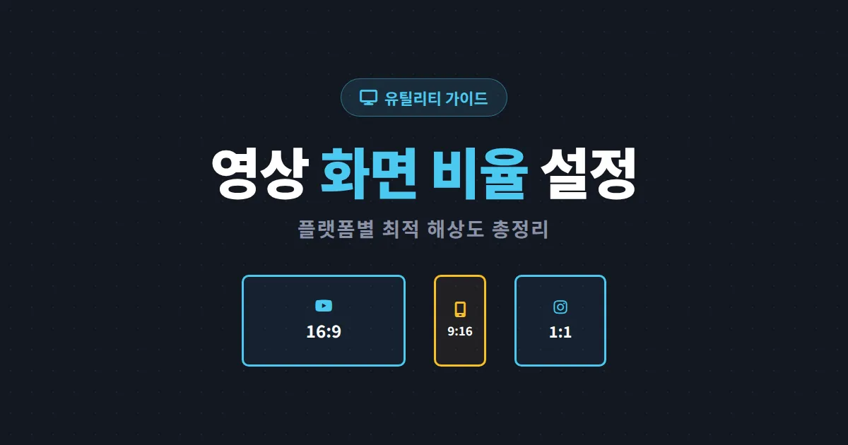 영상 화면 비율 설정 완벽 가이드 - 16:9부터 9:16까지 플랫폼별 최적 해상도 정리