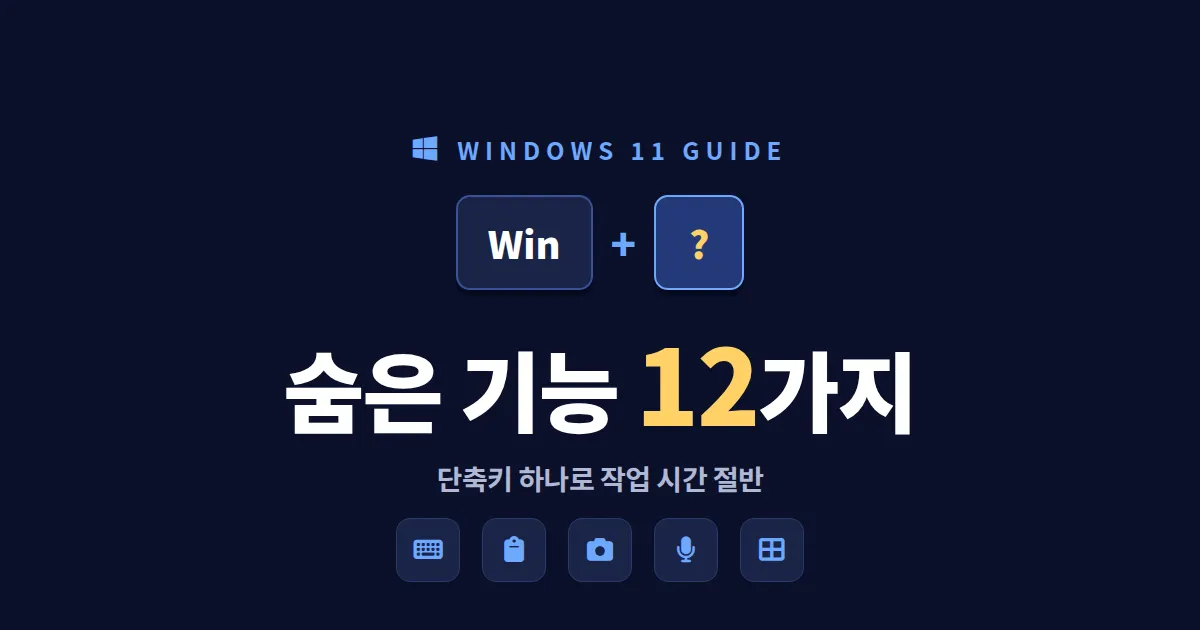 윈도우 11 숨은 기능 활용법 완전 정리 - 모르면 손해보는 필수 단축키 12가지