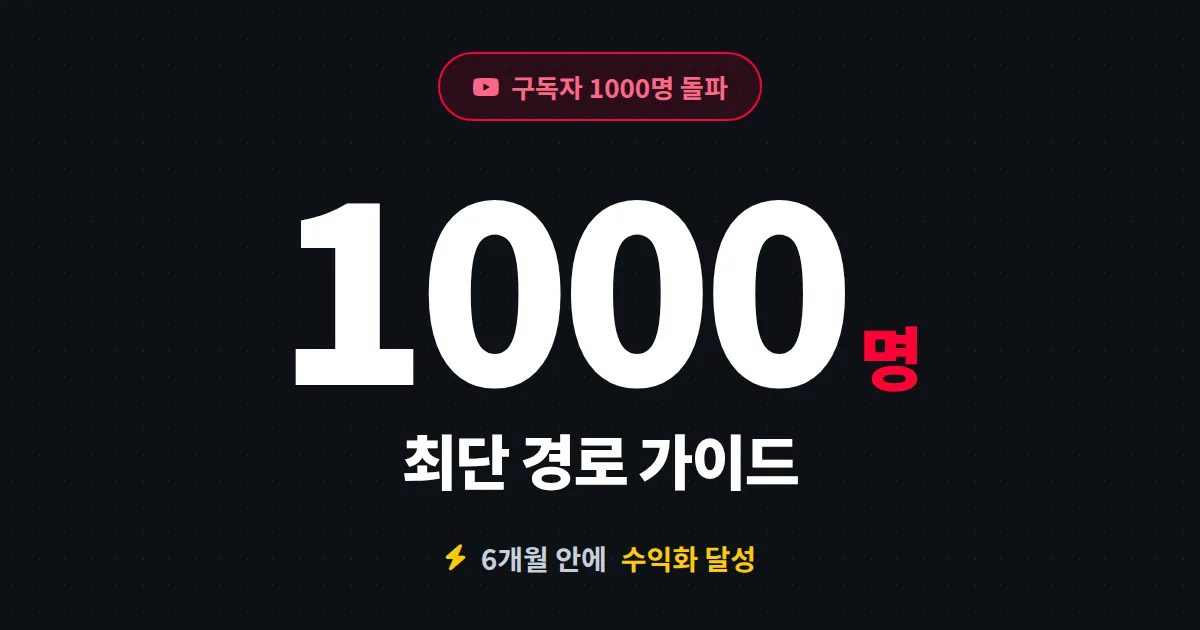 유튜브 구독자 1000명 최단 경로 - 6개월 안에 수익화 조건 달성하는 실전 전략