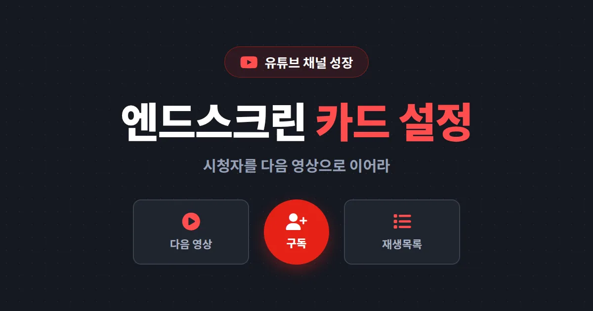 유튜브 엔드스크린 카드 설정 완벽 가이드 - 시청 시간과 구독 전환을 높이는 실전 세팅법