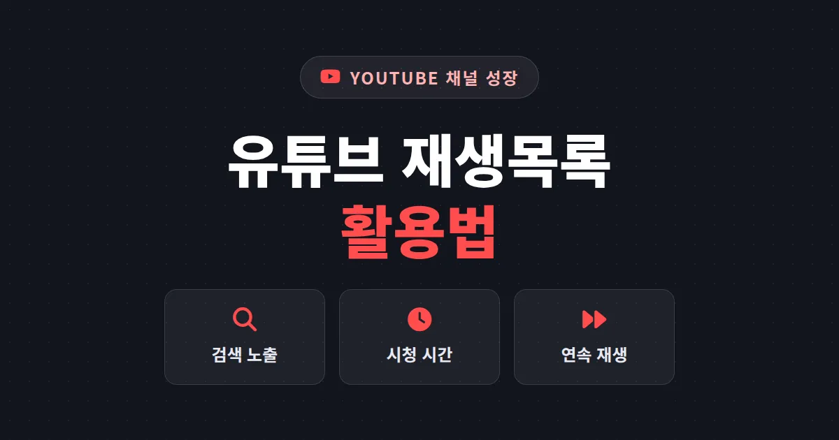 유튜브 재생목록 활용법 - 시청 시간과 검색 노출을 동시에 잡는 채널 정리 전략