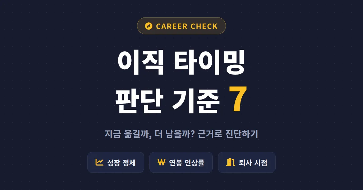 이직 타이밍 판단 기준 7가지 - 지금 옮길지 남을지 스스로 진단하는 현실적인 방법
