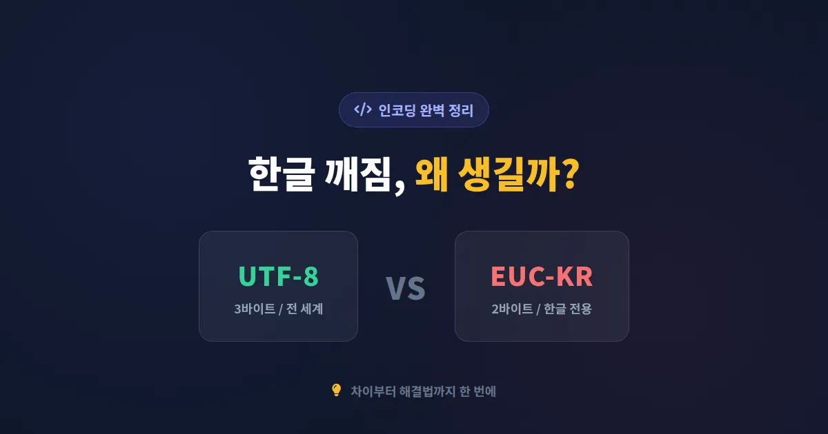 인코딩 종류 UTF8 EUC-KR 차이부터 한글 깨짐 해결까지 개발자 필수 가이드