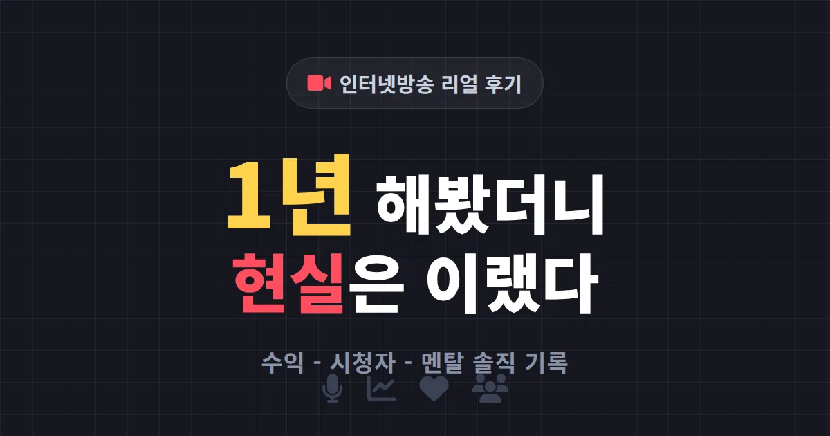 인터넷방송 1년 해본 솔직 후기 - 수익부터 멘탈까지 현실 정리