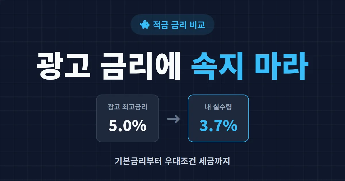 적금 금리 비교 방법 총정리 - 우대금리 함정 피하고 이자 0.5%p 더 받는 현실 가이드