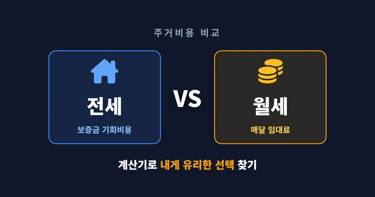 전세 vs 월세 비교 계산기 사용법 - 보증금 기회비용까지 따져 손해 안 보는 법
