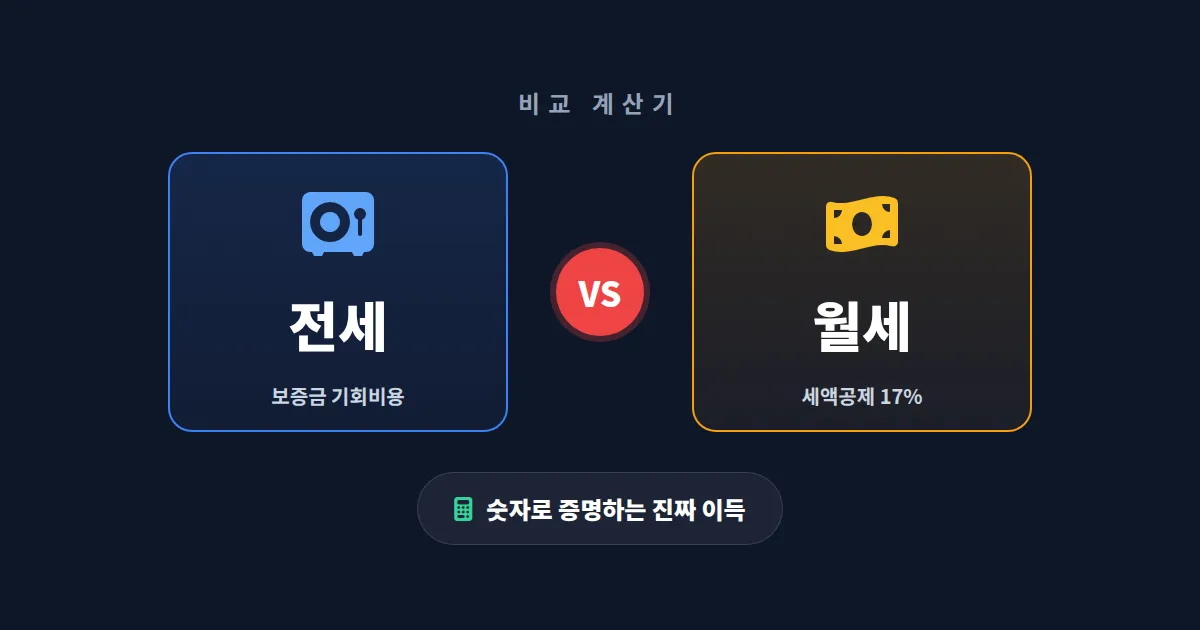 전세 vs 월세 비교 계산기 완벽 가이드 - 어느 쪽이 진짜 이득인지 숫자로 증명